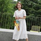 Scallop-edge Long Eyelet-lace Dress