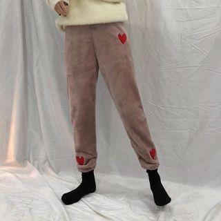 Heart Embroidered Sleep Pants