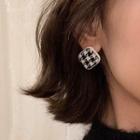 Square Houndstooth Fabric Alloy Earring