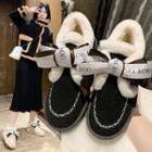 Bow Accent Fluffy Trim Ankle Boots