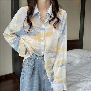 Print Over-sized Long Sleeve Shirt