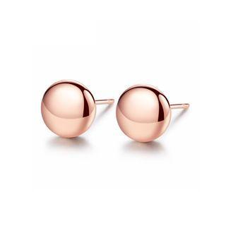Sterling Silver Plated Rose Gold Fashion Simple Geometric Round Stud Earrings Rose Gold - One Size