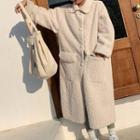 Fleece Buttoned Long Coat Off-white - One Size