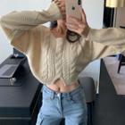 Long-sleeve Cable-knit Cropped Top