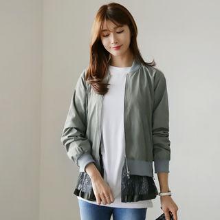 Lace Layered-hem Zip-up Jacket