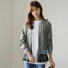 Lace Layered-hem Zip-up Jacket