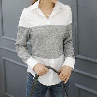 Knit-panel Shirt