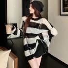 Striped Knit Sweater Black & White - One Size