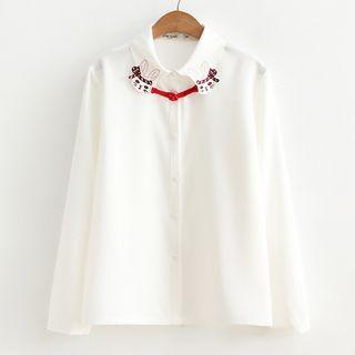 Long-sleeve Rabbit Embroidered Blouse