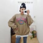 Letter-printed Oversized Sweatshirt Brown - One Size