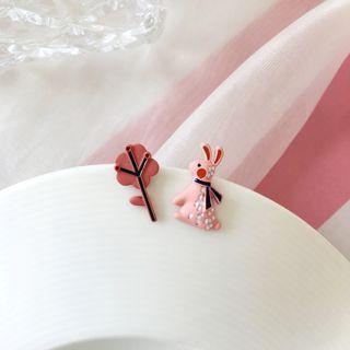 Rabbit Tree Asymmetrical Alloy Earring