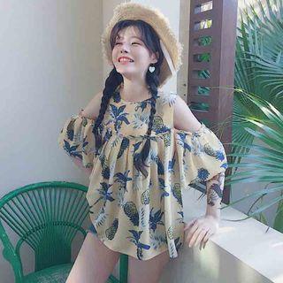 Long-sleeve Cutout Floral Print Top