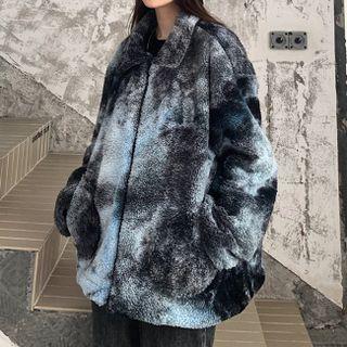 Tie-dyed Zip Jacket Black & Blue - One Size