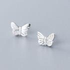 925 Sterling Silver Rhinestone Butterfly Earring 1 Pair - S925 - Earring - Silver - One Size