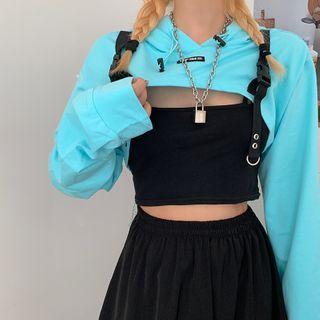 Cropped Buckle Detail Hoodie