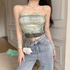 Strappy Tie-dyed Camisole Top Green - One Size