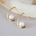 Gold Plated Beaded Upside Down Hoop Earrings 1 Pair - Gold - One Size