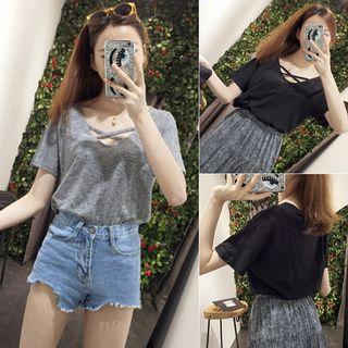 Cross-strap Short-sleeve Top