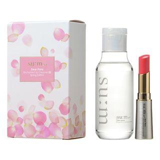 Su:m37 - Dear Flora Enriched Lip Creamer Spring Edition: #02 Dahlia Coral + Cleansing Water 100ml 2pcs