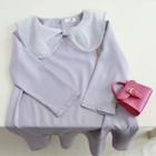 Organza Collar Long-sleeve Ruffle Hem A-line Dress