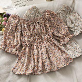 Off-shoulder Floral Peplum Top