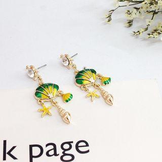Rhinestone Shell & Starfish Dangle Earring As Shown In Figure - One Size
