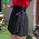 Band-waist Mini Surplice-wrap Skirt