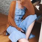 Wide-strap Cropped Denim Jumpsuit