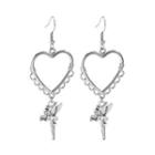 Fairy Heart Alloy Dangle Earring 1 Pair - 2458 - Silver - One Size