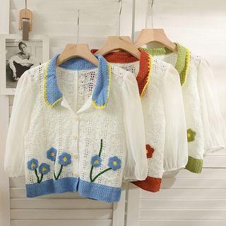 Patchwork Embroidered Sheer Light Shirt