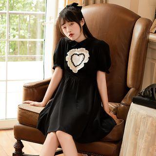 Heart Puff-sleeve A-line Mini Dress