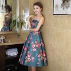 Floral Print Strapless A-line Cocktail Dress