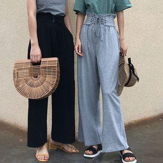 Lace Up Wide Leg Pants