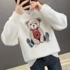 Mock-neck Bear Print Sweater