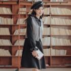 Set: Button-up Vest + Long-sleeve Shirt Dress