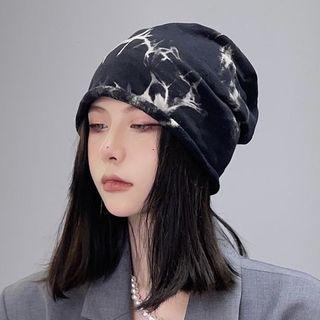 Print Slouchy Beanie Black & White - One Size