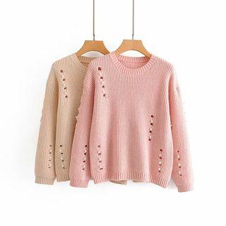 Beaded Perforated Sweater