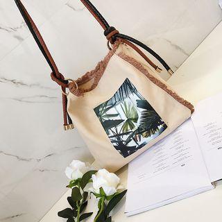 Leaf Print Canvas Tote