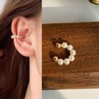 Faux Pearl Cuff Earring 1 Pc - Faux Pearl - White & Gold - One Size