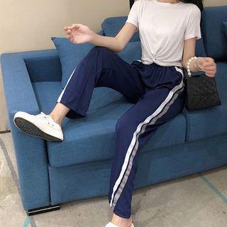 Short-sleeve Crop Top / Wide Leg Pants / Set