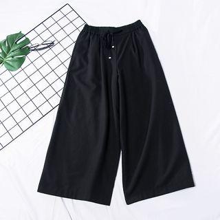 Cropped Wide Leg Pants Black - M