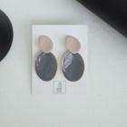 Glaze Disc Dangle Earring 1 Pair - S925 Silver Needle - As Shown In Figure - One Size