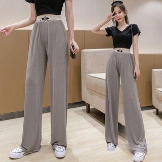 High-waist Loose-fit Straight-cut Pants