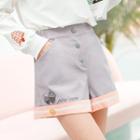 Embroidered Buttoned Shorts
