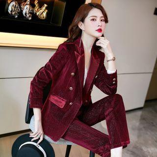 Glitter Double-breasted Blazer / Boot-cut Pants