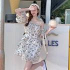Off-shoulder Print Dress As Figure - One Size
