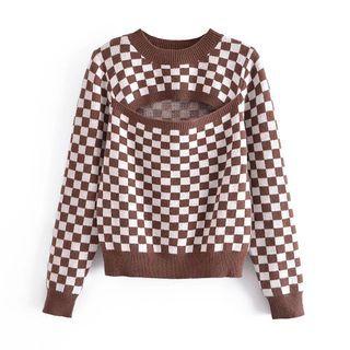 Check Sweater Brown - One Size