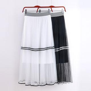 Striped Midi Mesh Skirt