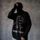 Turtle-neck Dinosaur Jacquard Sweater Black - One Size