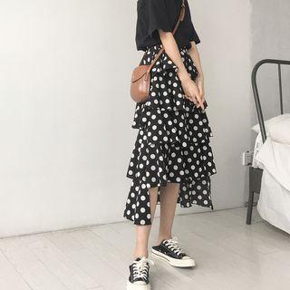 Ruffle Tiered Midi Chiffon Skirt
